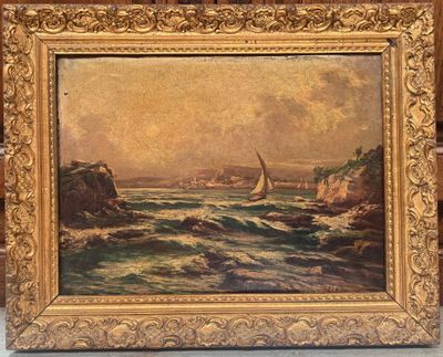 an image of a painting of a sailboat in the ocean