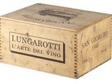 a wooden box that has a label on it