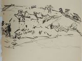 an image of a drawing of a group of people riding horses