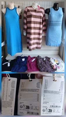a picture of a display of clothing on a rack