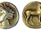 an image of a gold coin with a horse on it
