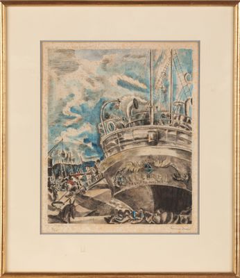 une image représentant un dessin d'un bateau sur l'eau