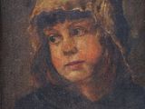 portrait of a young girl in a bonnet by a window