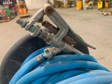 a blue hose with a pipe cutter attached to it