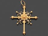 un pendentif en forme de croix en or ancien, orné d'un motif floral