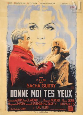 an old movie poster of a man and a woman touching each other