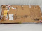 a cardboard box that has a scooter on it