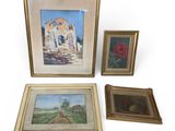 trois photos encadrées représentant une église et un tableau représentant une église
