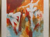une image d'un tableau représentant une femme en robe rouge