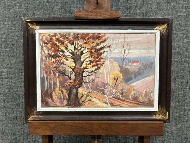 Charles BOULET PFEIFFER (1921-1970) « Paysage au manoir ». Huile ...