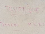 a pink marker on the sidewalk that says trypique