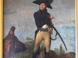 painting of a man in a military uniform holding a rifle