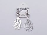 silver plated leaf dangle earrings on a white background