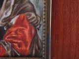 a picture of a painting of a man holding a cat