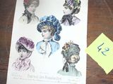 une photo d'une photo représentant des femmes coiffées de chapeaux, posées sur une table