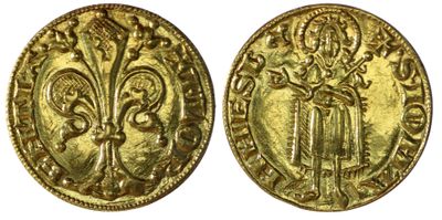 une pièce d'or sur laquelle figure l'image d'un homme