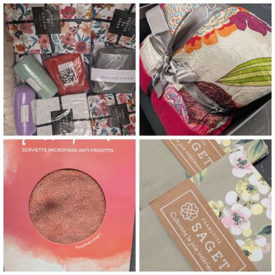 plusieurs photos représentant divers objets contenus dans une boîte