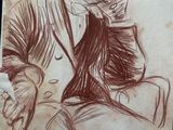 dessin représentant un homme en costume, assis sur une chaise, la main posée sur le menton