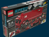 a box of lego speed racing trucks on a blue background