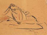 an image of a drawing of a woman laying on a bed