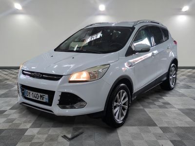 the white ford kuga is parked in a room with a checkered floor