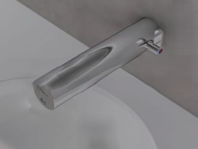 un robinet fixé à un lavabo dans une salle de bains