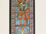 an old picture of a stained glass window in a church