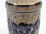 an image of a blue and white jar with elephants on it