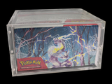 a clear box with a picture of a pokemon figure inside of it