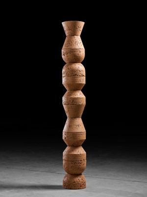 une image représentant un grand vase en liège sur fond noir
