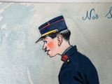 a painting of a man in a blue uniform