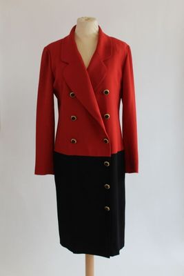 red and black jacket and skirt on a mannequin mannequin mannequin mannequin mannequin mannequin mannequin mannequin