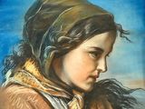 tableau représentant une jeune fille tenant un oiseau dans ses mains