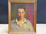 painting of a man in a white shirt in a gold frame