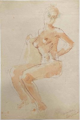 un dessin représentant une femme nue assise sur une chaise