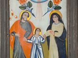 an image of a painting of three women and a child