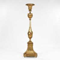 Torchère porte-cierge en bois sculpté et doré, vasque en for… (photo 4)