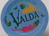 a picture of a blue plate with a logo on it