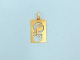 a picture of a gold plated pendant with a picture of a woman