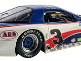 a model of a race car on display on a white background