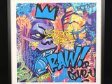 framed picture of graffiti art with a crown on top of it