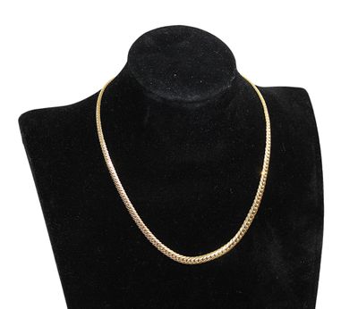 COLLIER en or 750/1000 mailles plates, longueur : 44 cm, poi… - Photo 1