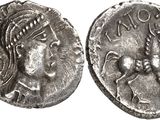 a silver coin with an image of a woman on it