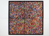 a picture of a colorful painting hanging on the wall