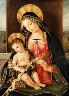 an image of a painting of a woman holding a child