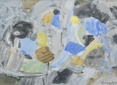 a painting of a group of people sitting at a table