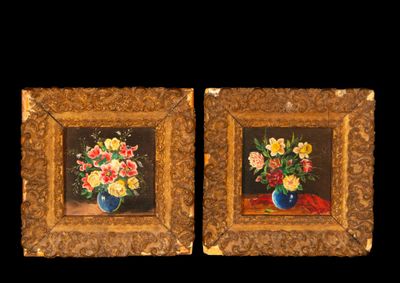 Paire de natures mortes florales italiennes du début du 20e …