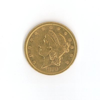 une pièce d'or ornée d'une tête de femme