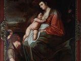 a painting of a woman holding a baby in her lap