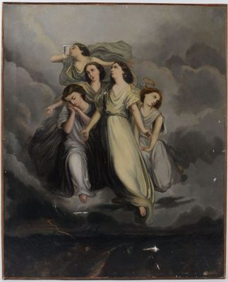 Ecole du XIXème siècle Âmes s'envolant après un naufrage